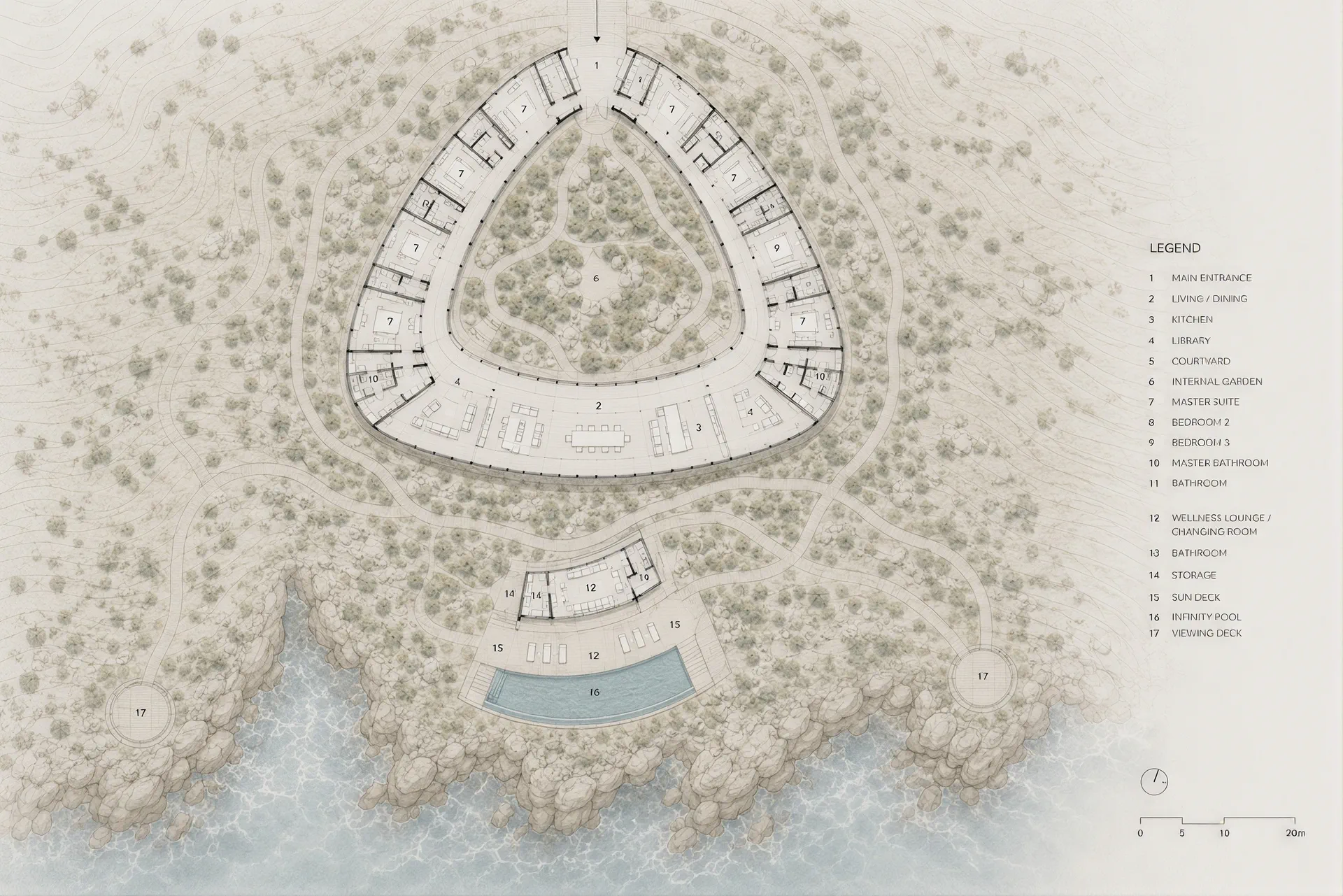 Site plan of the ring-shaped retreat on the headland